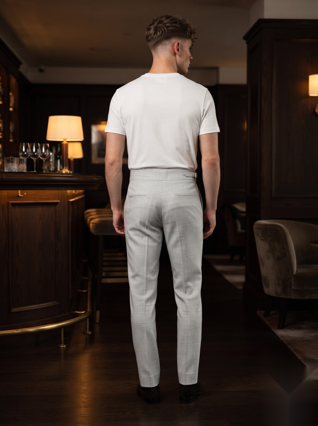 Snipes Gurkha formal pants showing a classic tailored fit in dark fabric with belt loops and side pockets.