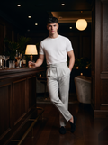 Snipes formal Gurkha pants in khaki with a tailored fit, featuring side pockets and belt loops on a white background.