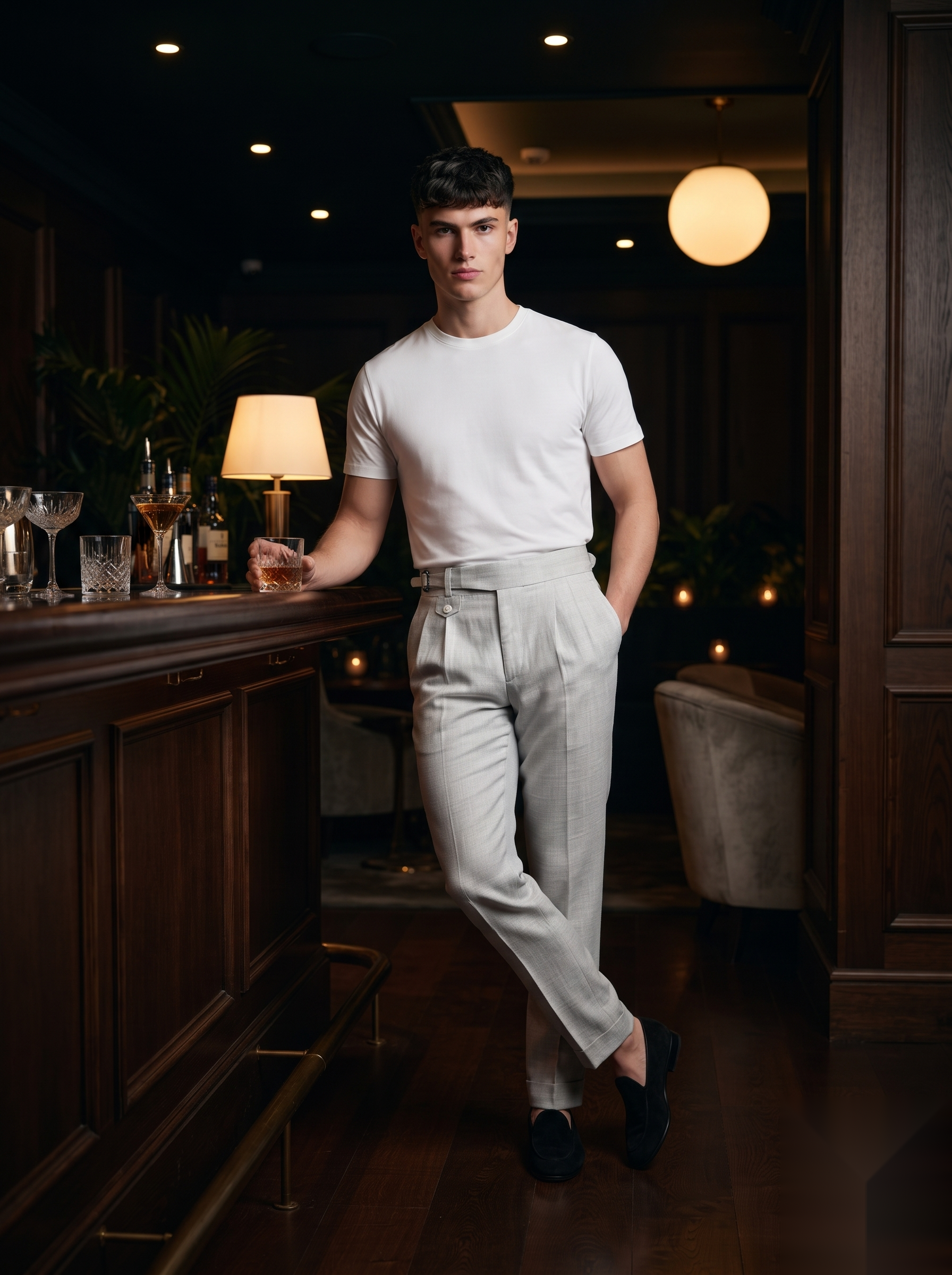 Snipes formal Gurkha pants in khaki with a tailored fit, featuring side pockets and belt loops on a white background.
