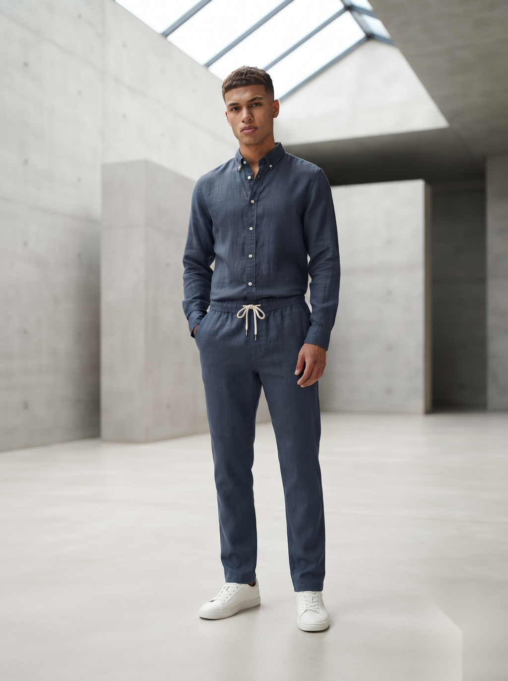 Linen Co-ord set - Mud Blue