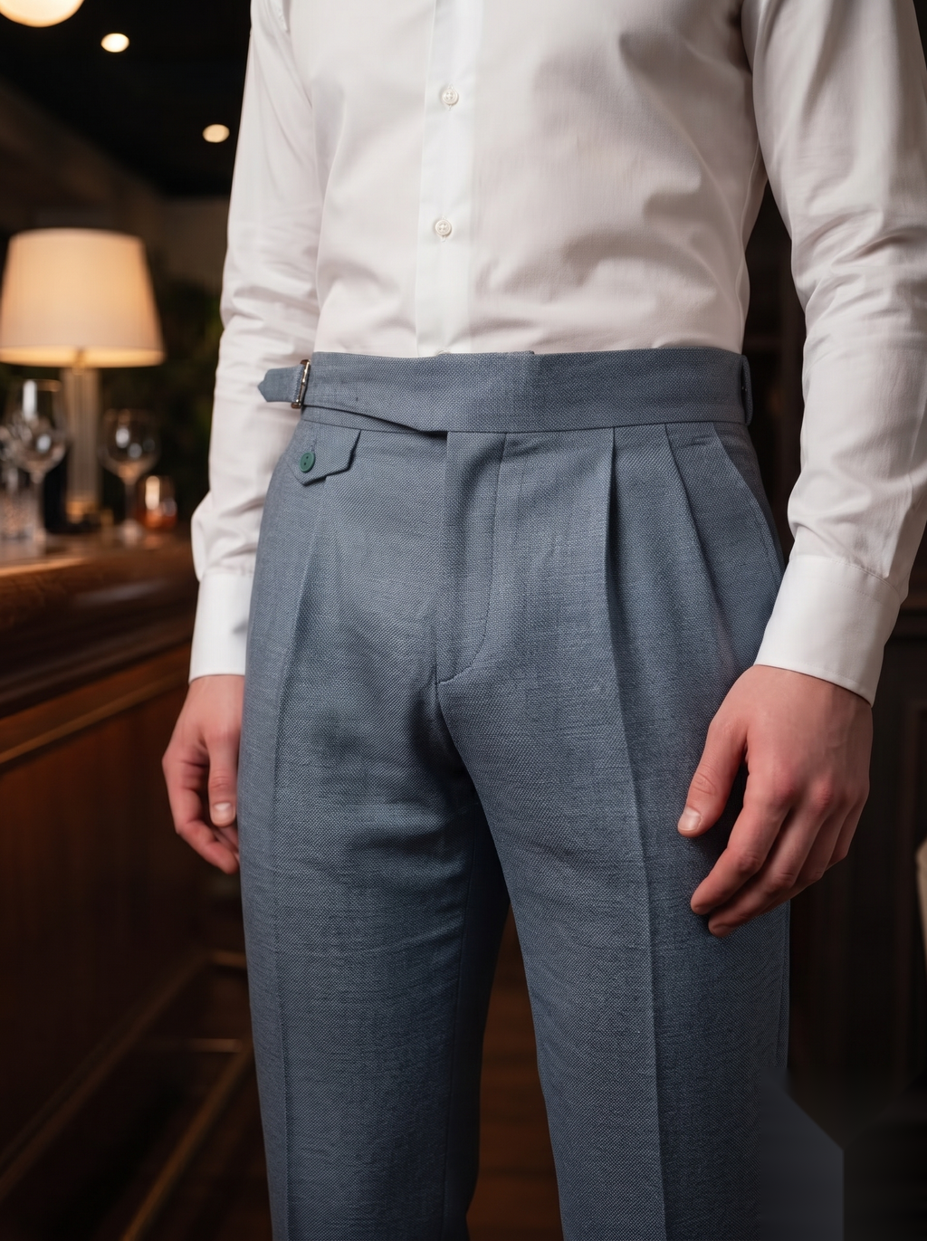 Snipes Gurkha formal pants in neutral fabric, tailored fit with belt loops and front pockets, suitable for professional attire.