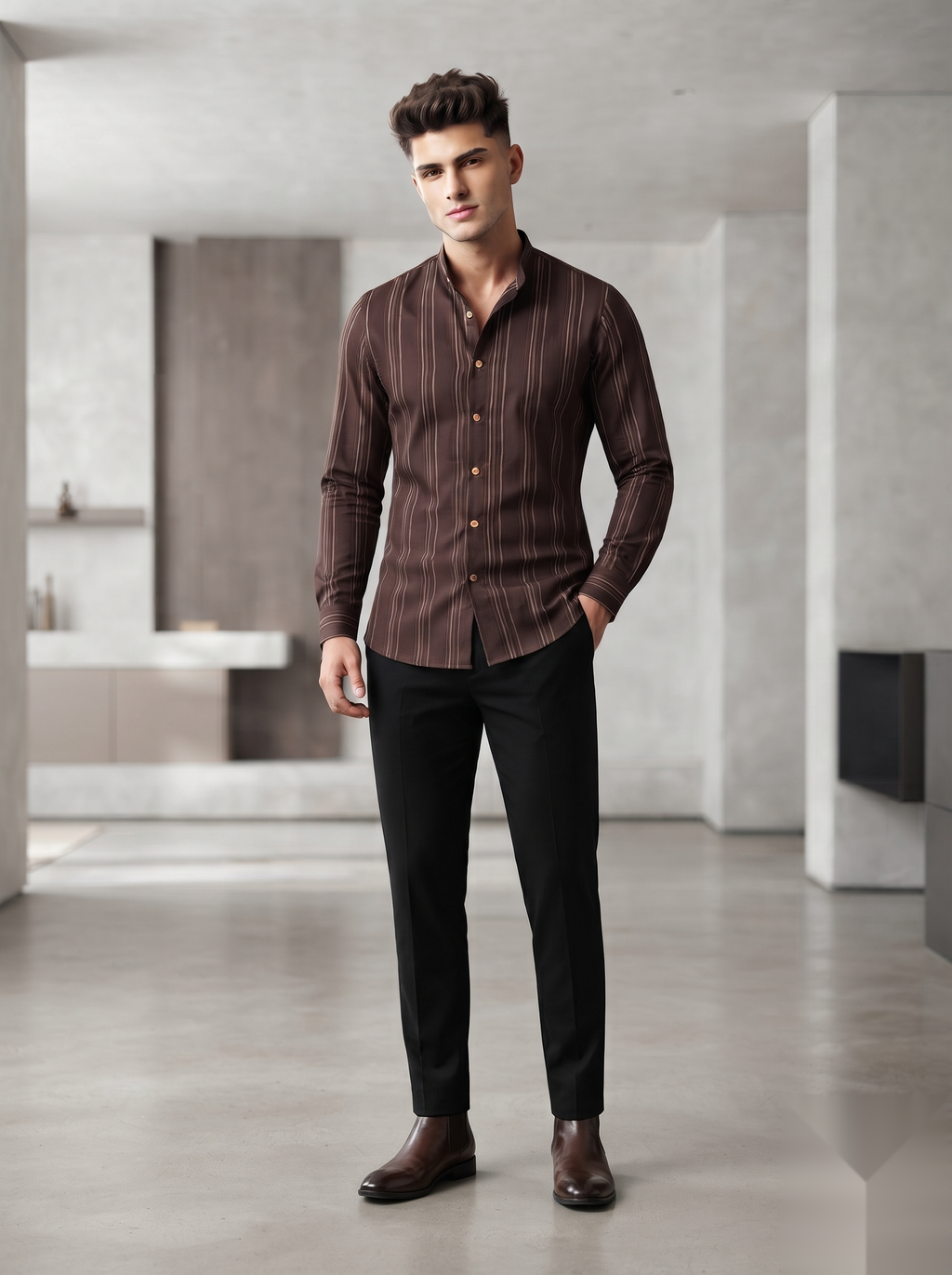Mandarin Linen Stripes Shirts