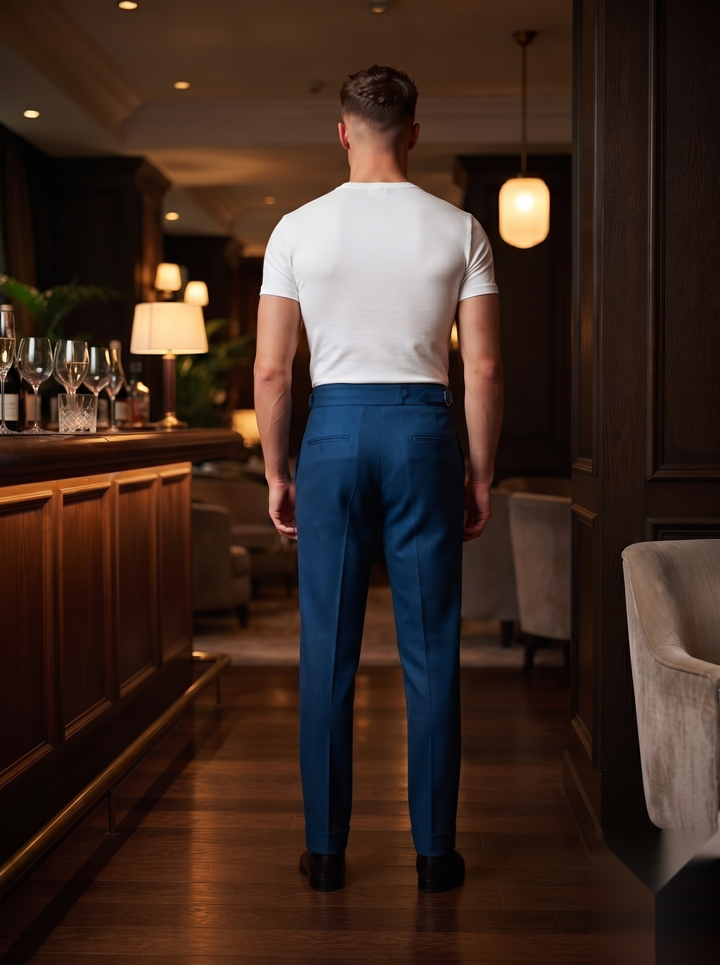 Snipes Gurkha formal pants in neutral fabric, tailored fit, with waistband and side pockets, suitable for professional attire.
