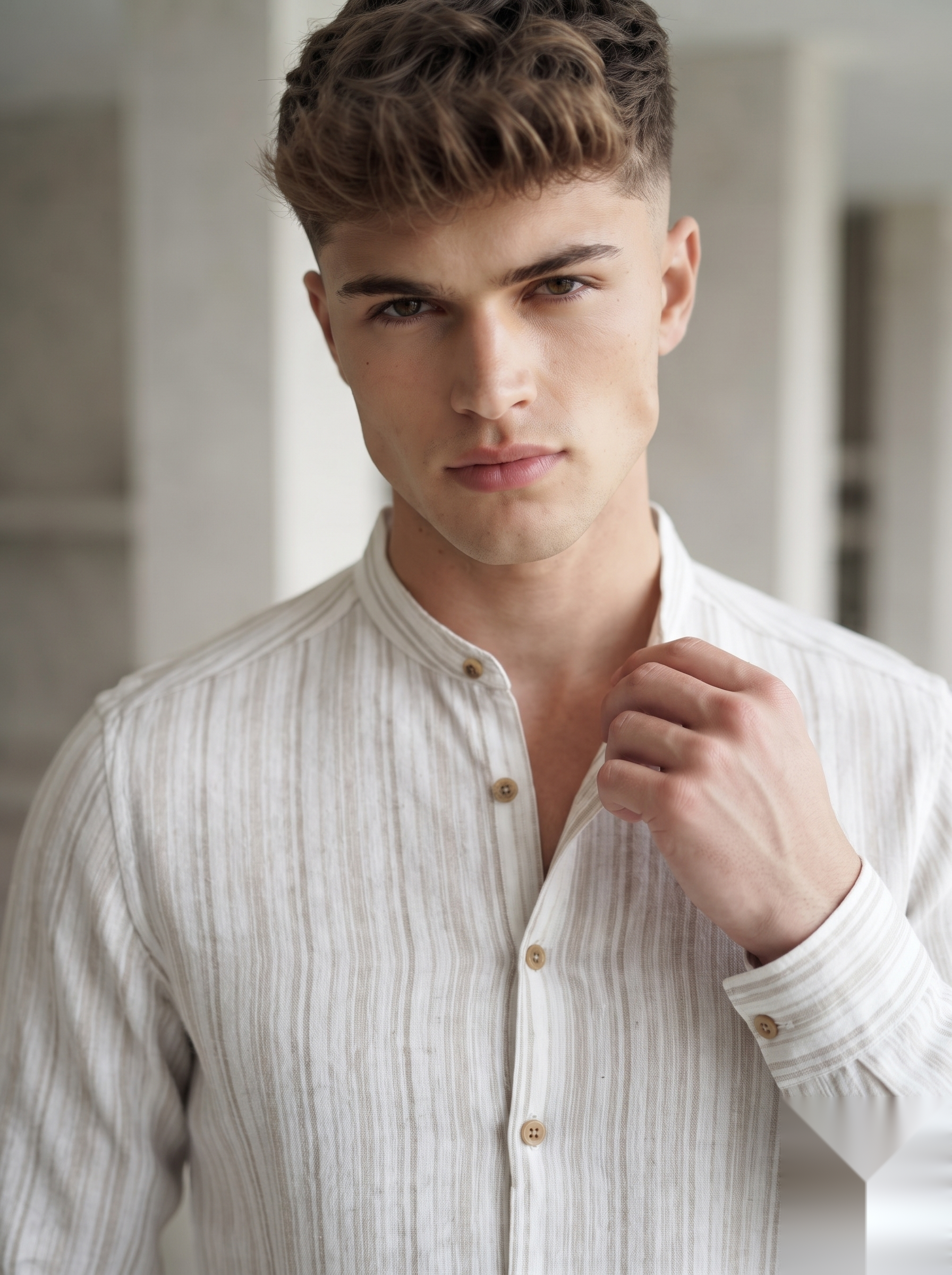 Mandarin Linen Stripes Shirts