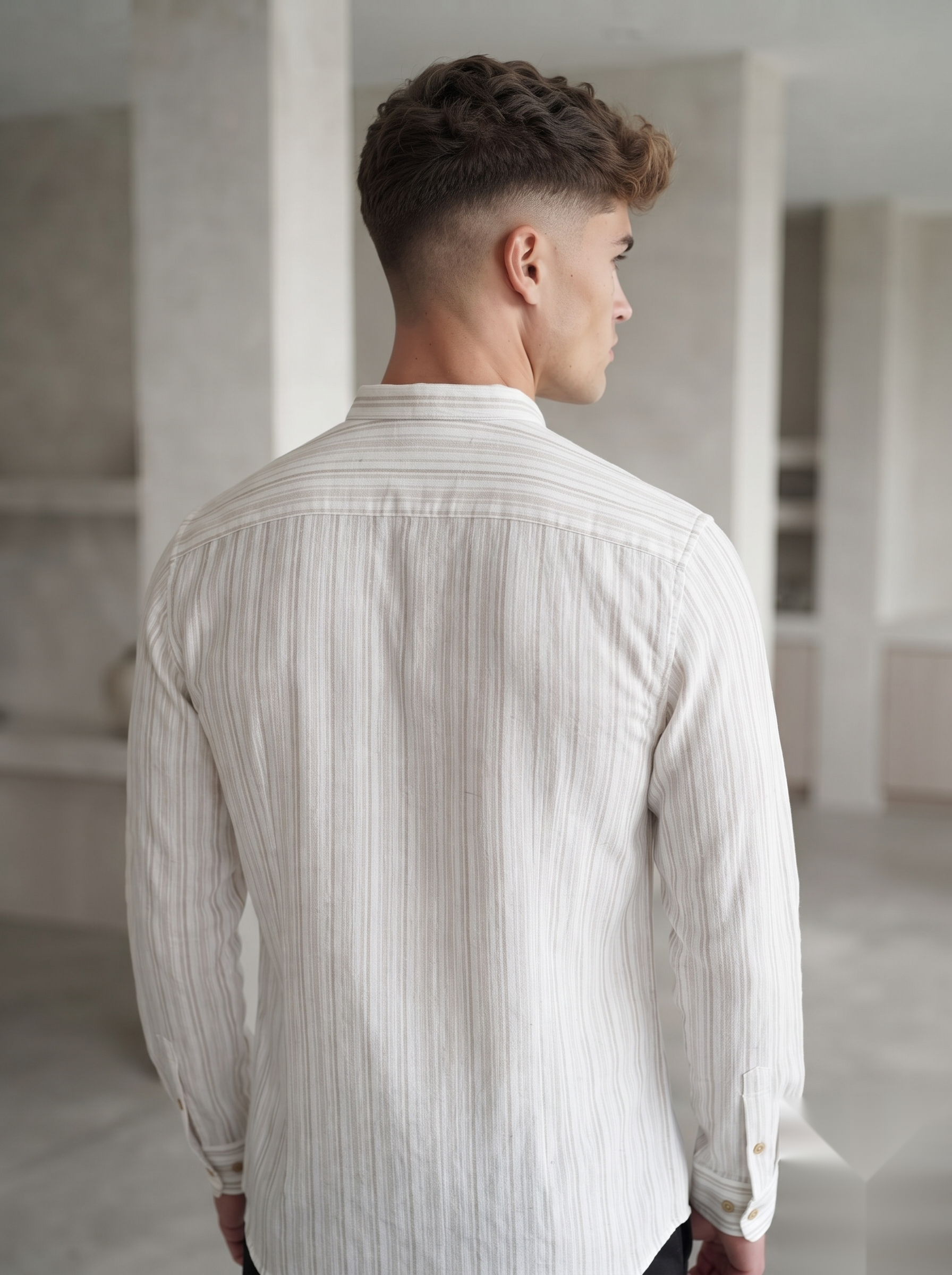 Mandarin Linen Stripes Shirts