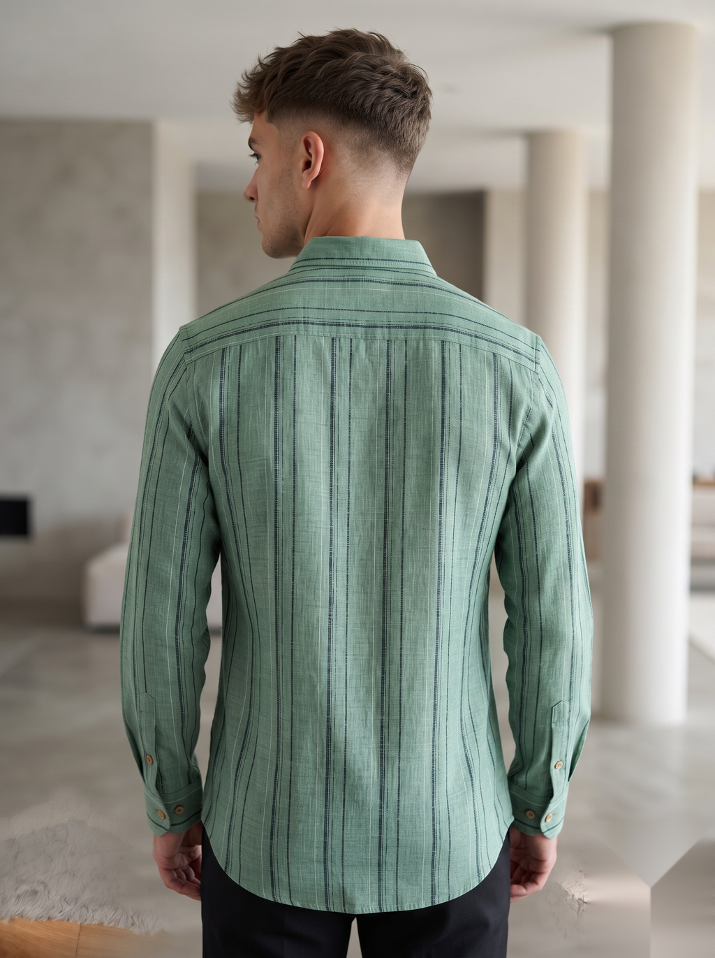 Mandarin Linen Stripes Shirts