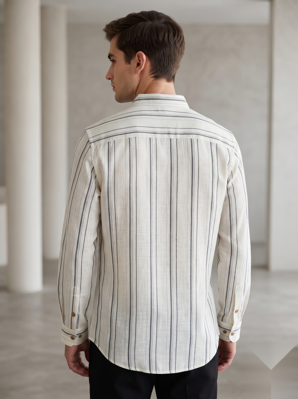 Mandarin Linen Stripes Shirts