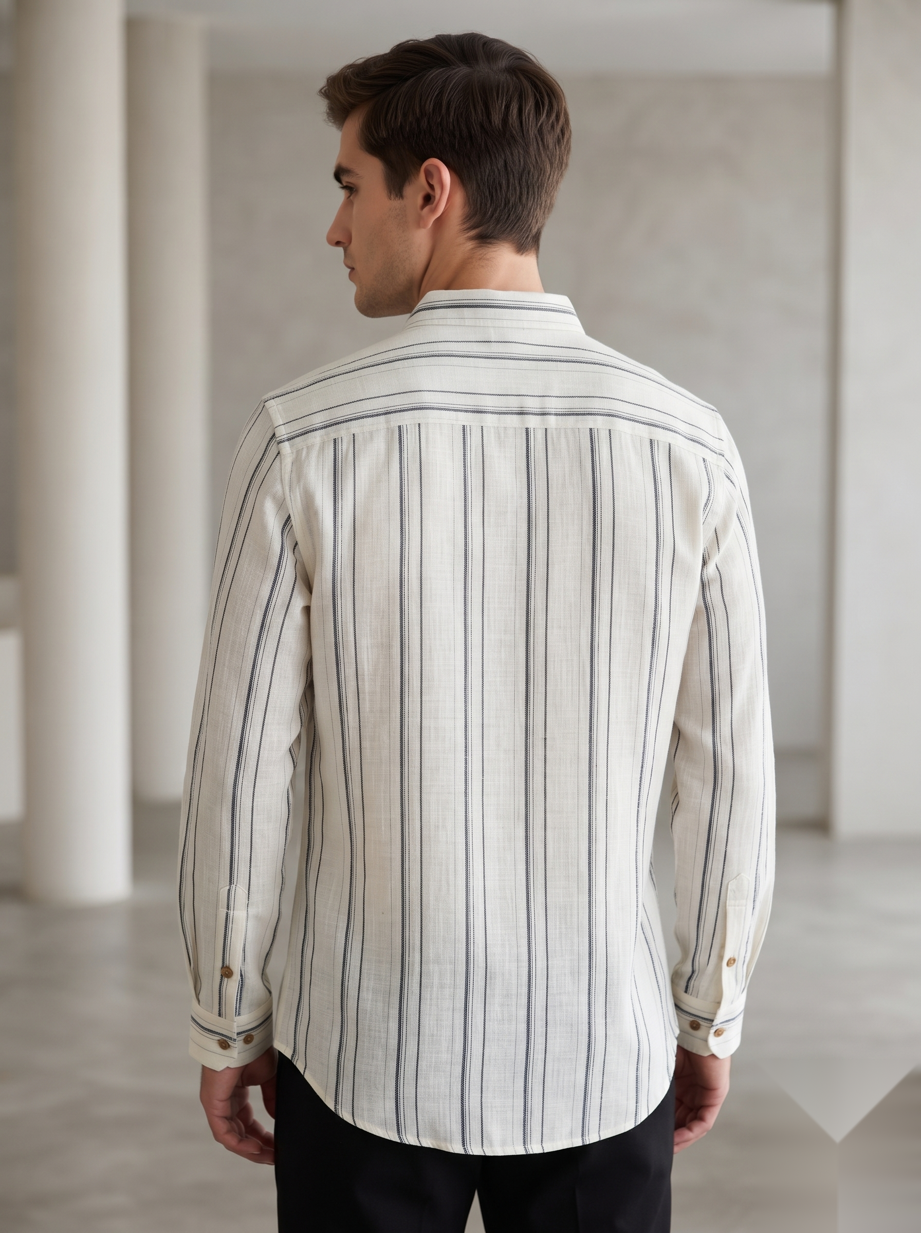 Mandarin Linen Stripes Shirts