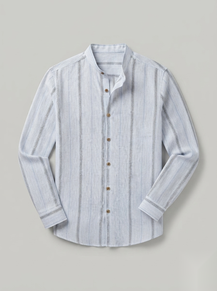Mandarin Linen Stripes Shirts