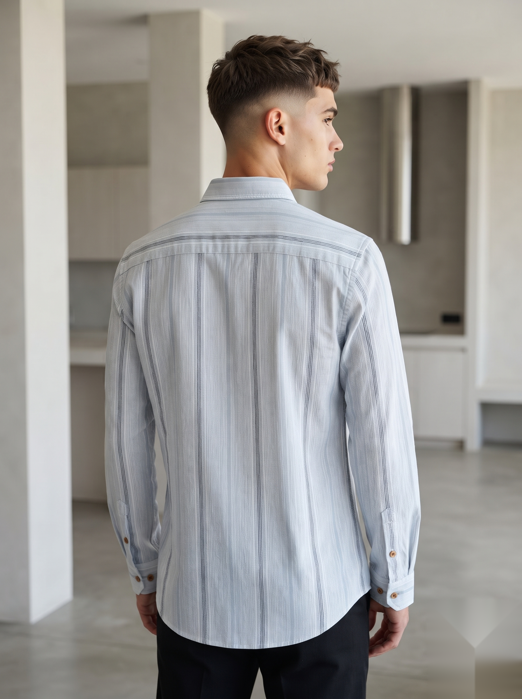 Mandarin Linen Stripes Shirts