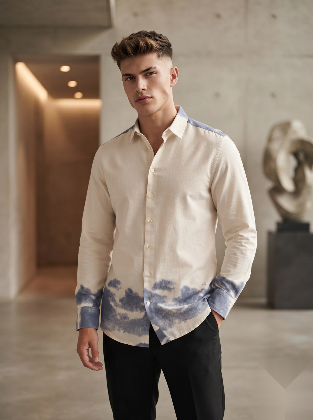 Cloud Dyed Linen Shirt