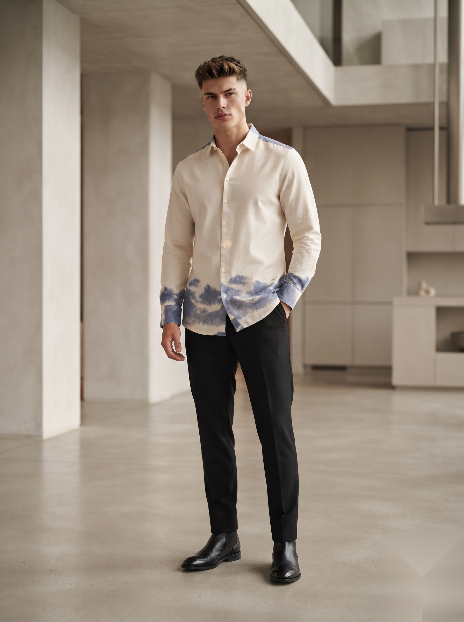 Cloud Dyed Linen Shirt
