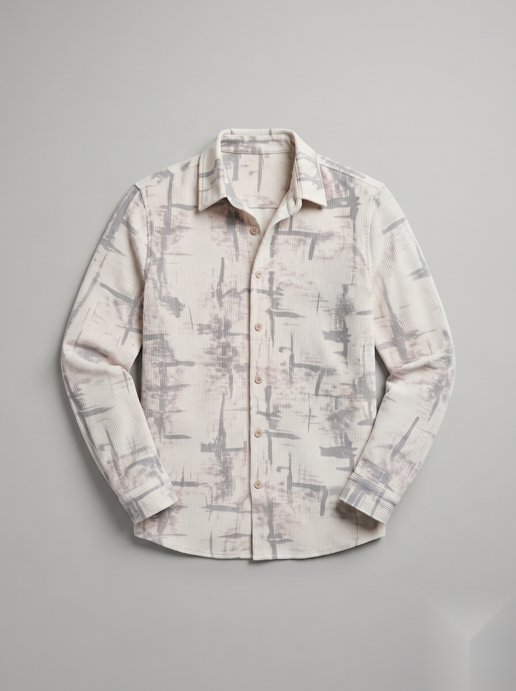 Snipes corduroy printed shirt with colorful patterns and button-front design, shown on a plain background.