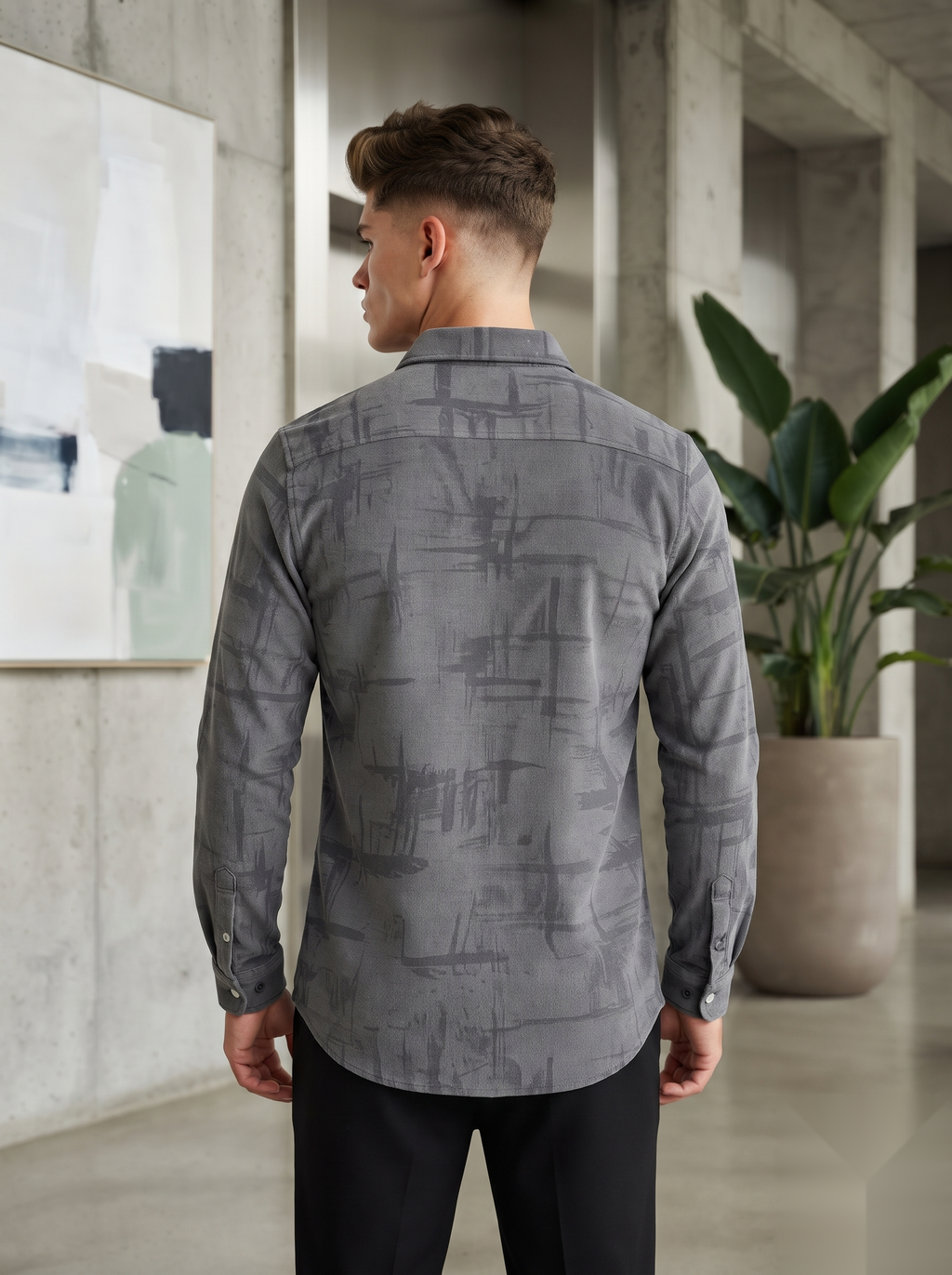 Snipes corduroy printed shirt with colorful patterns, long sleeves, and button front, displayed on a plain background.