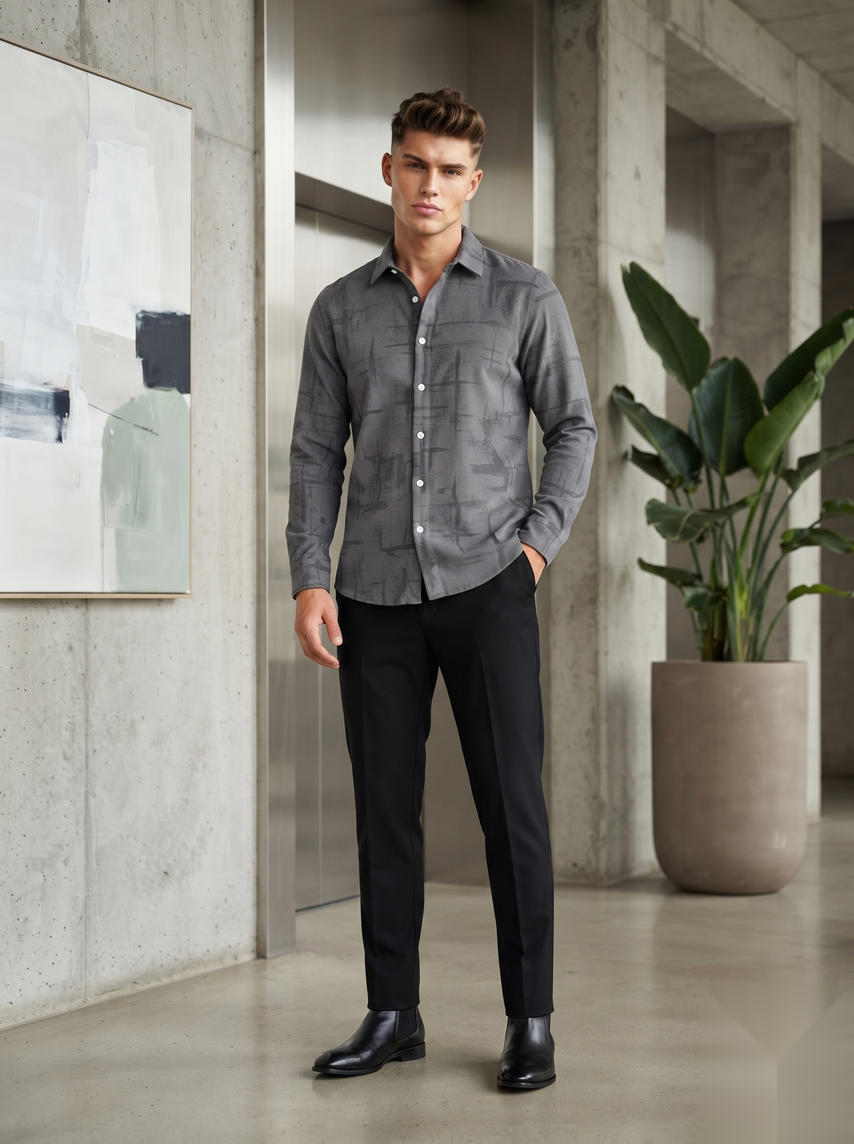 Snipes corduroy printed shirt with a colorful pattern, button-up design, and classic collar on a neutral background.