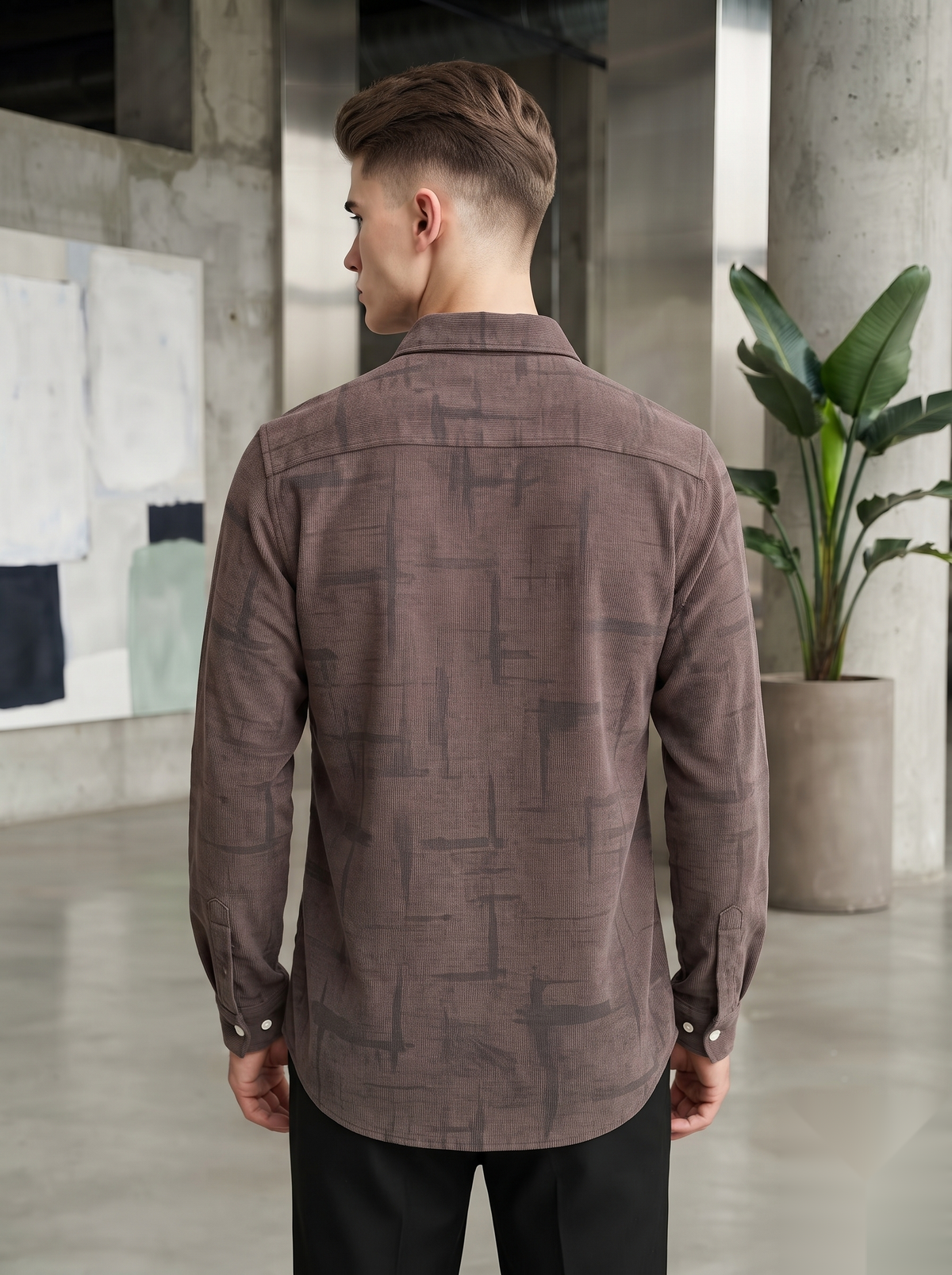 Snipes corduroy printed shirt with colorful pattern, long sleeves, and button-up front, casual and stylish men's shirt.