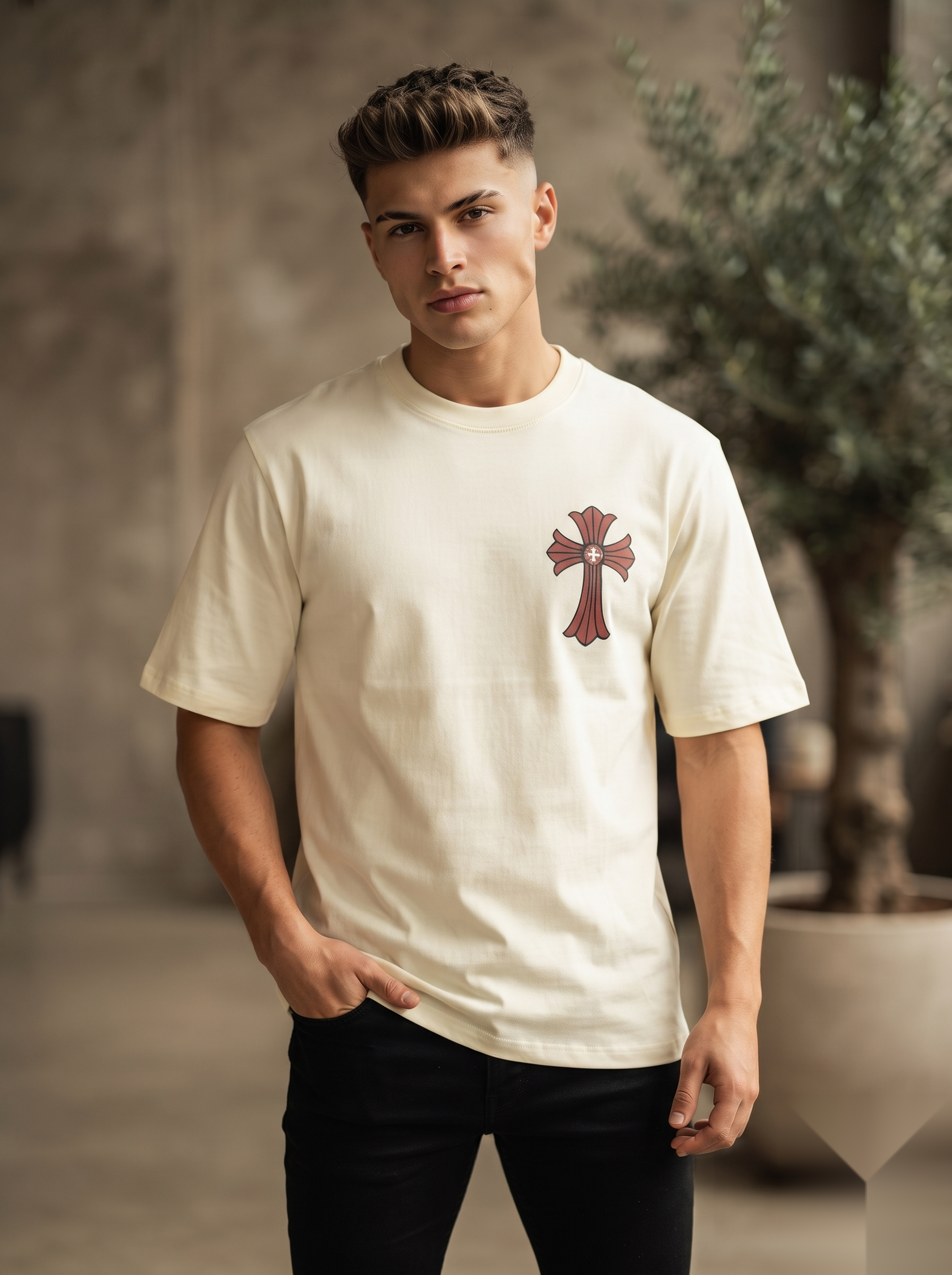 Gothic Cross Graphic Oversized T-Shirt