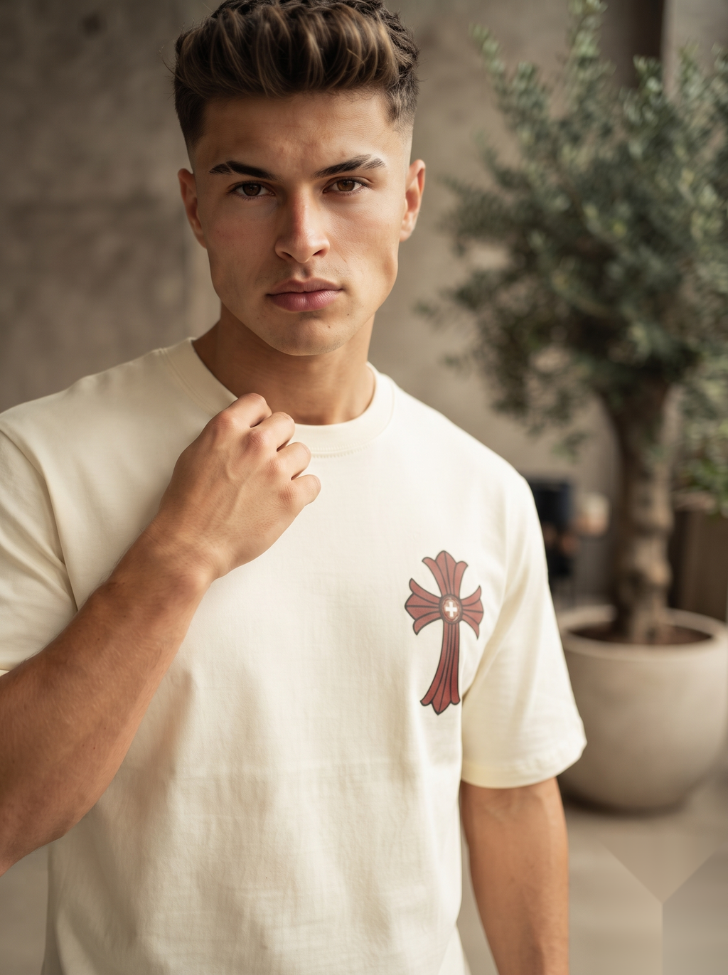 Gothic Cross Graphic Oversized T-Shirt