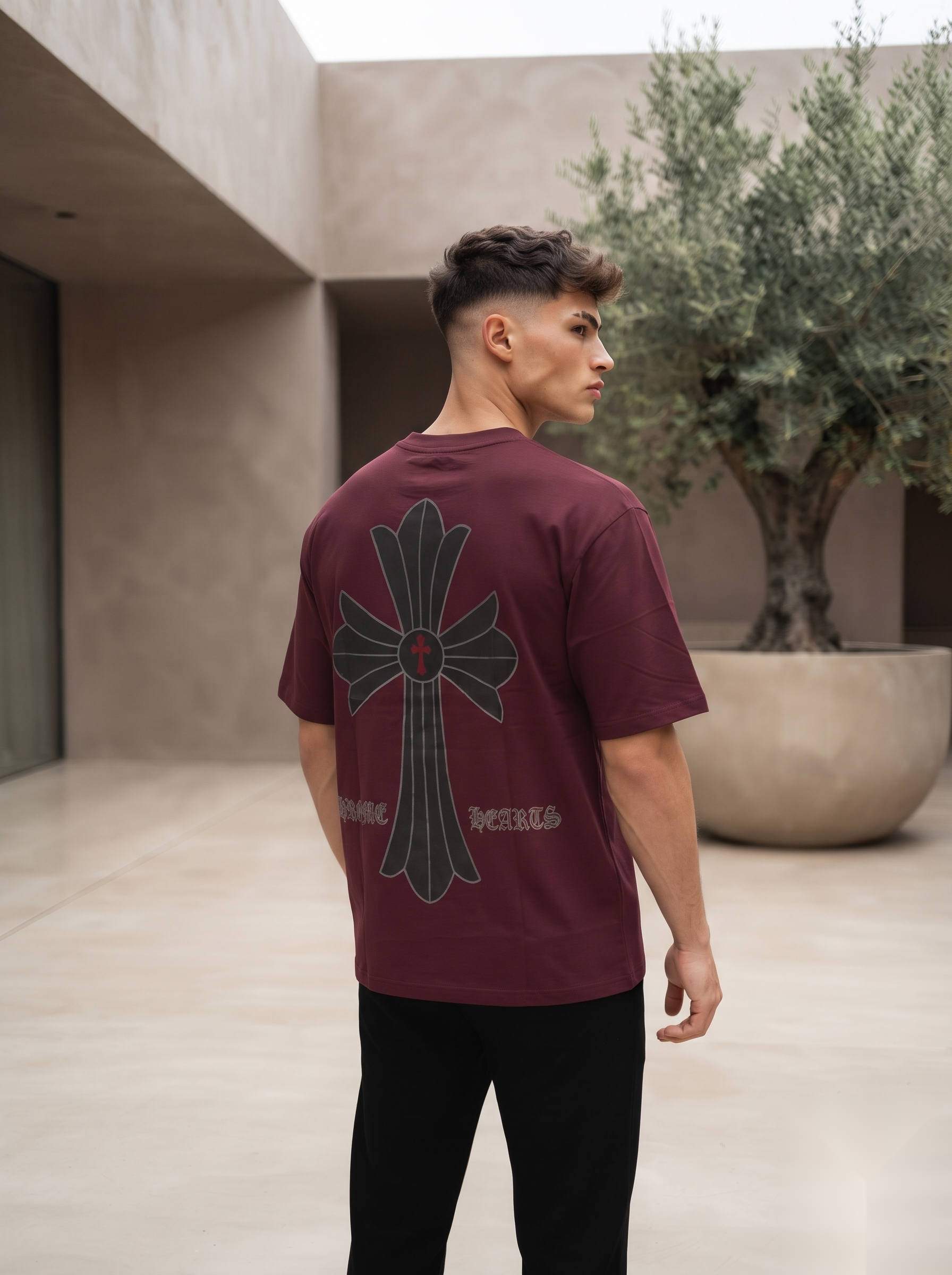 Gothic Cross Graphic Oversized T-Shirt