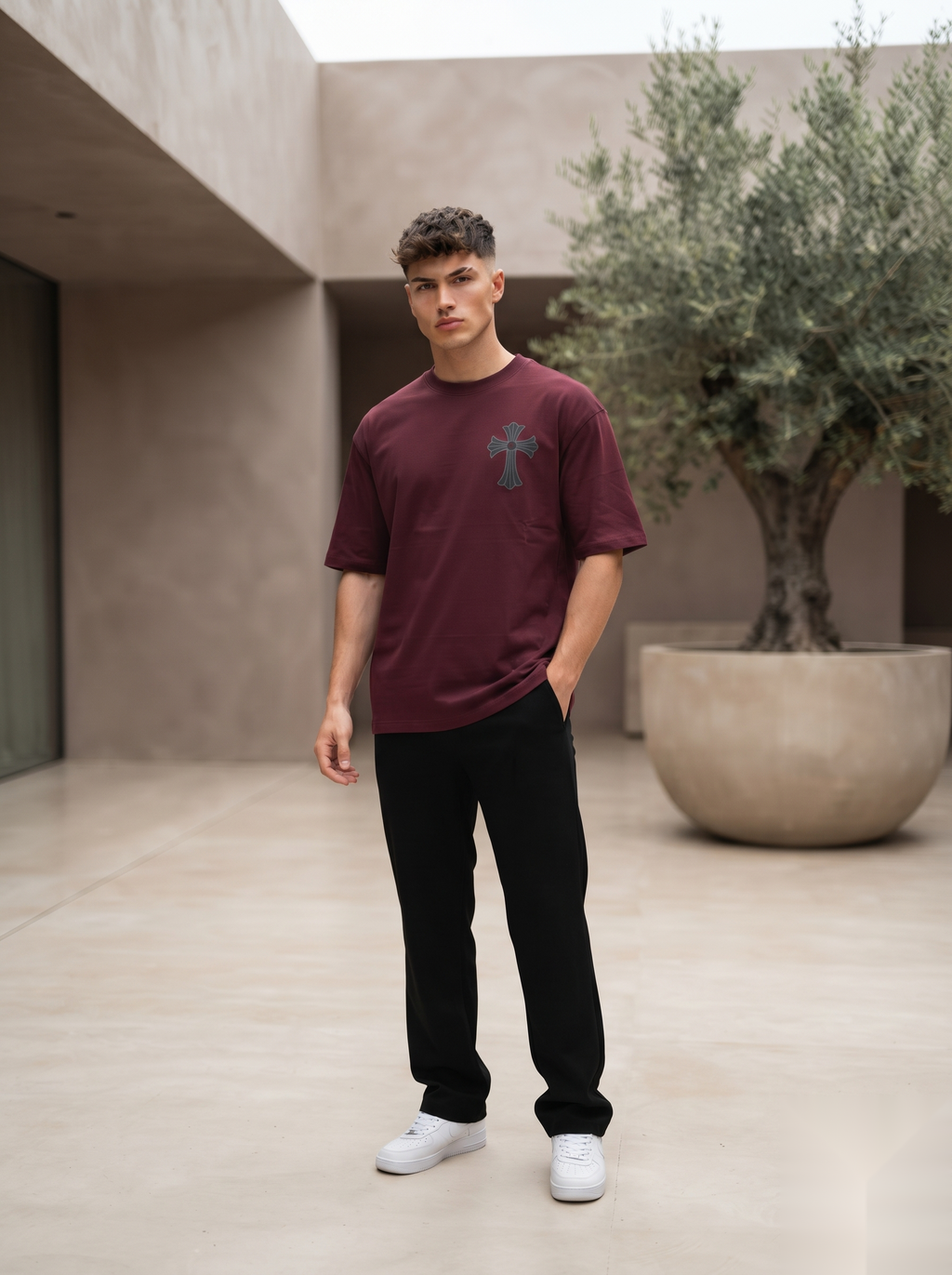 Gothic Cross Graphic Oversized T-Shirt