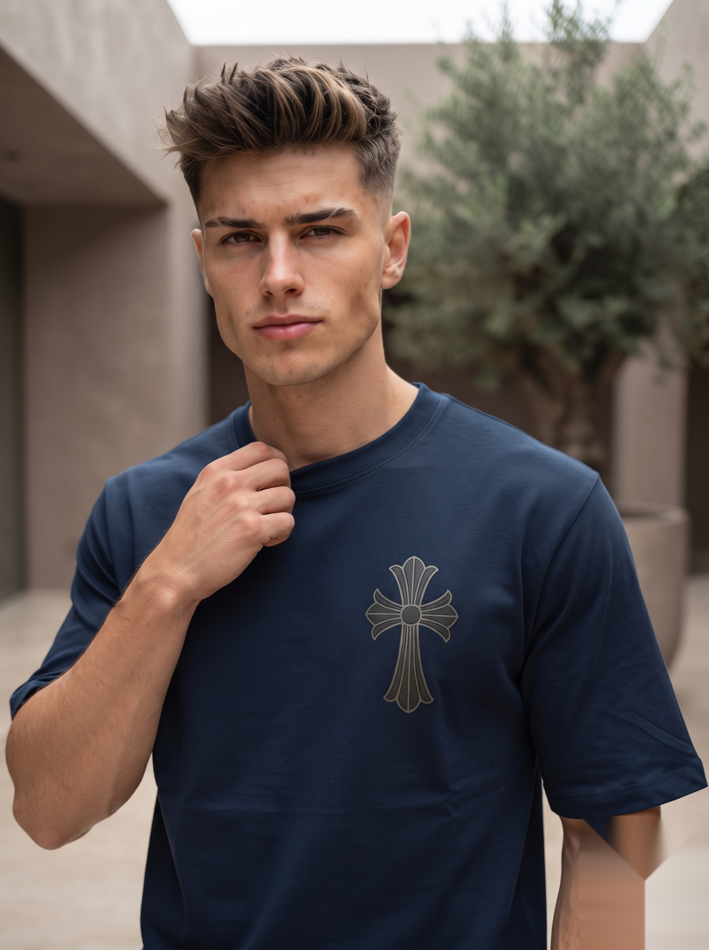 Gothic Cross Graphic Oversized T-Shirt