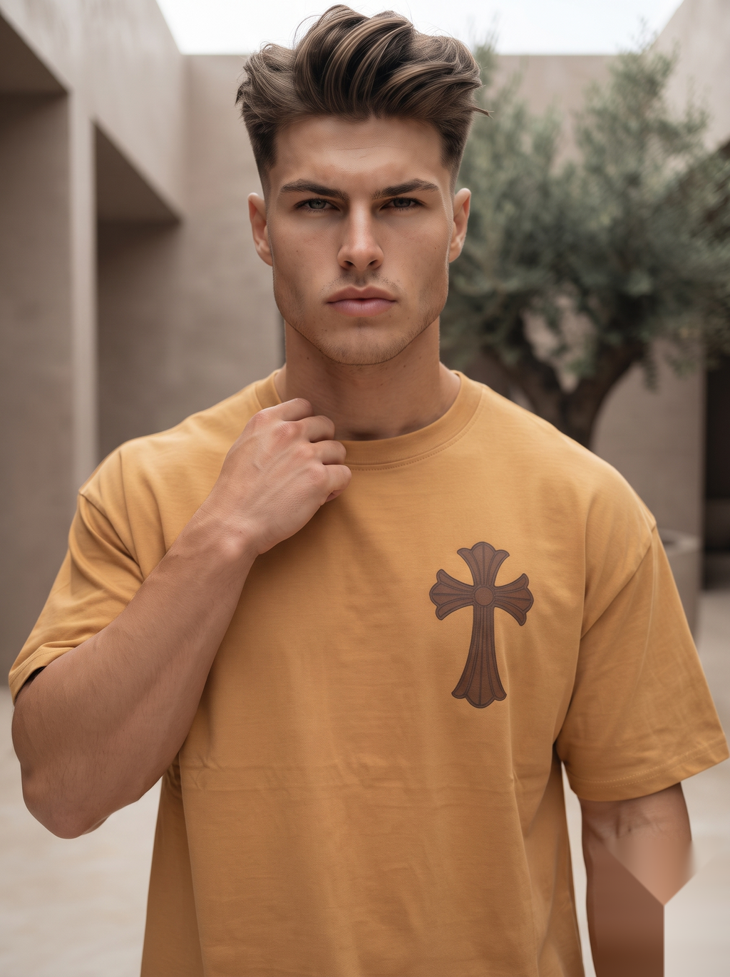Gothic Cross Graphic Oversized T-Shirt