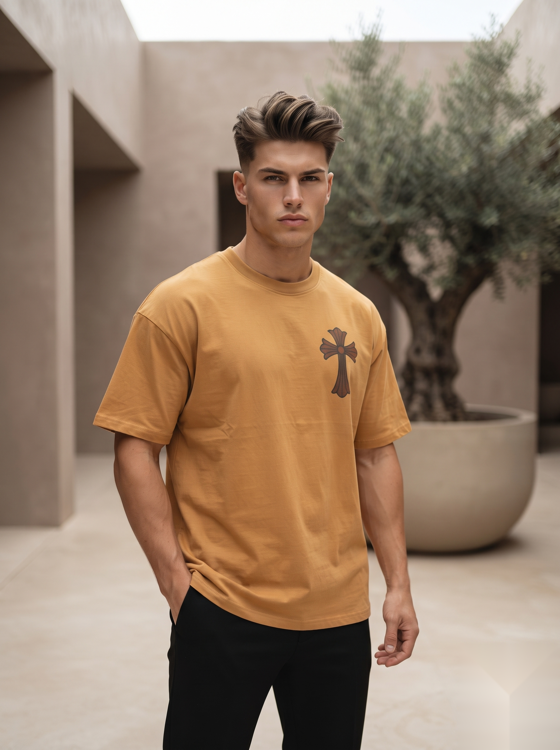 Gothic Cross Graphic Oversized T-Shirt