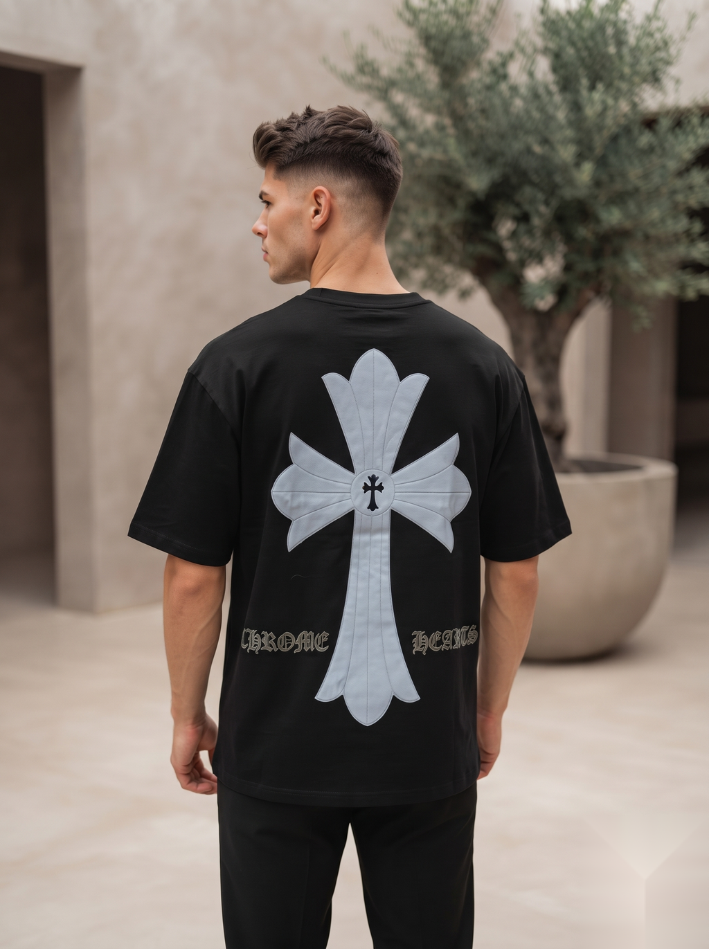 Gothic Cross Graphic Oversized T-Shirt