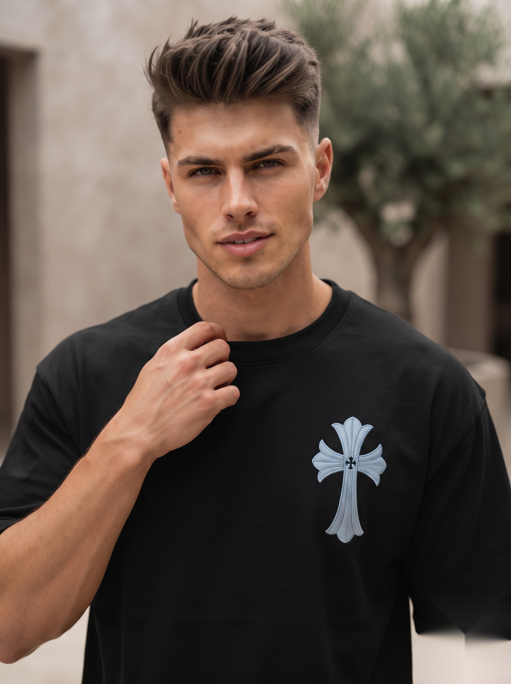 Gothic Cross Graphic Oversized T-Shirt