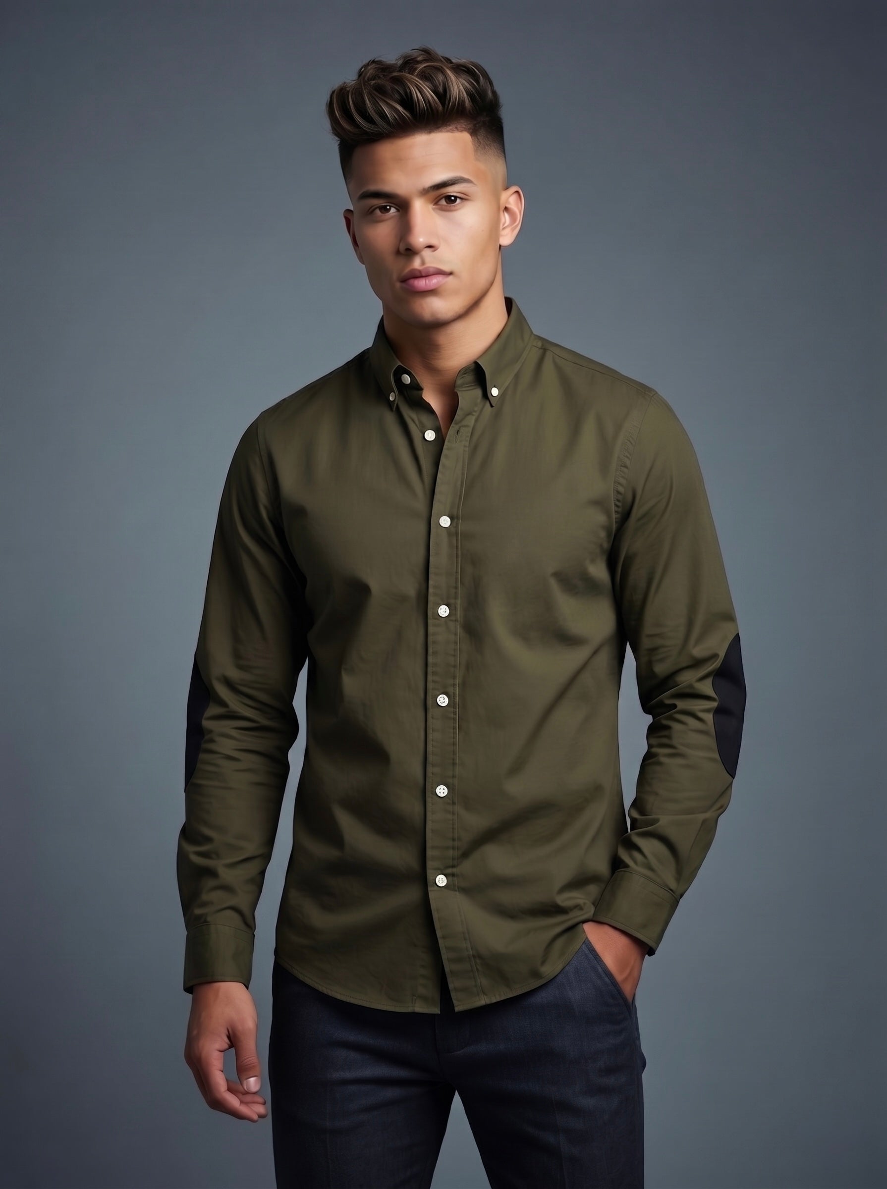 Snipes men's elbow patch shirt in casual style, featuring contrasting elbow patches and a classic button-up design.