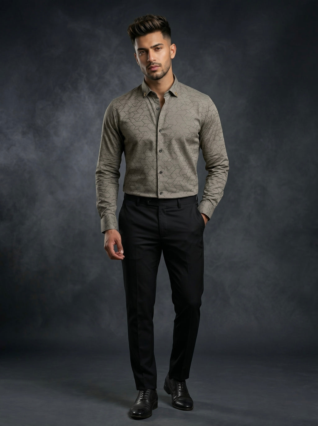 Snipes premium party-wear shirt in vibrant fabric, featuring a classic collar and button-down front, stylish for special occasions.