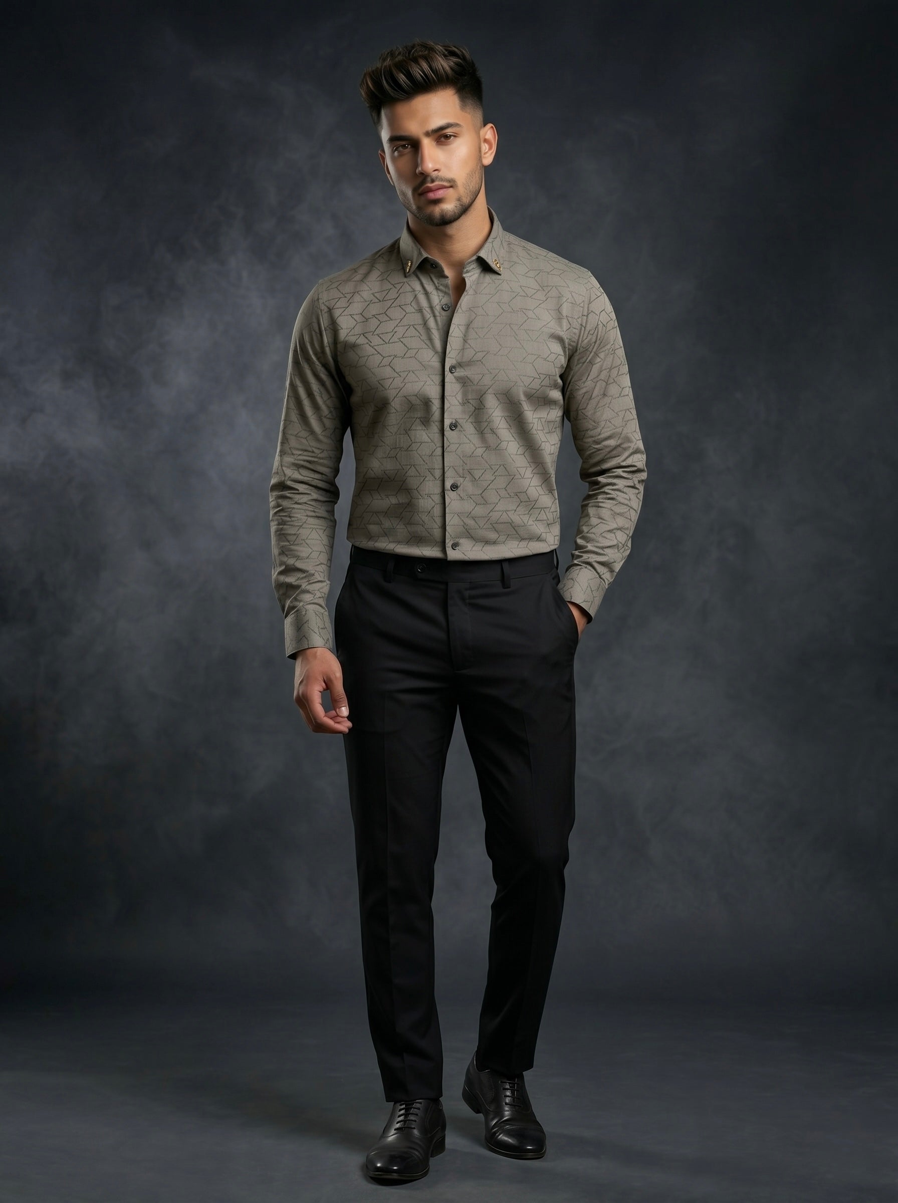 Snipes premium party-wear shirt in vibrant fabric, featuring a classic collar and button-down front, stylish for special occasions.