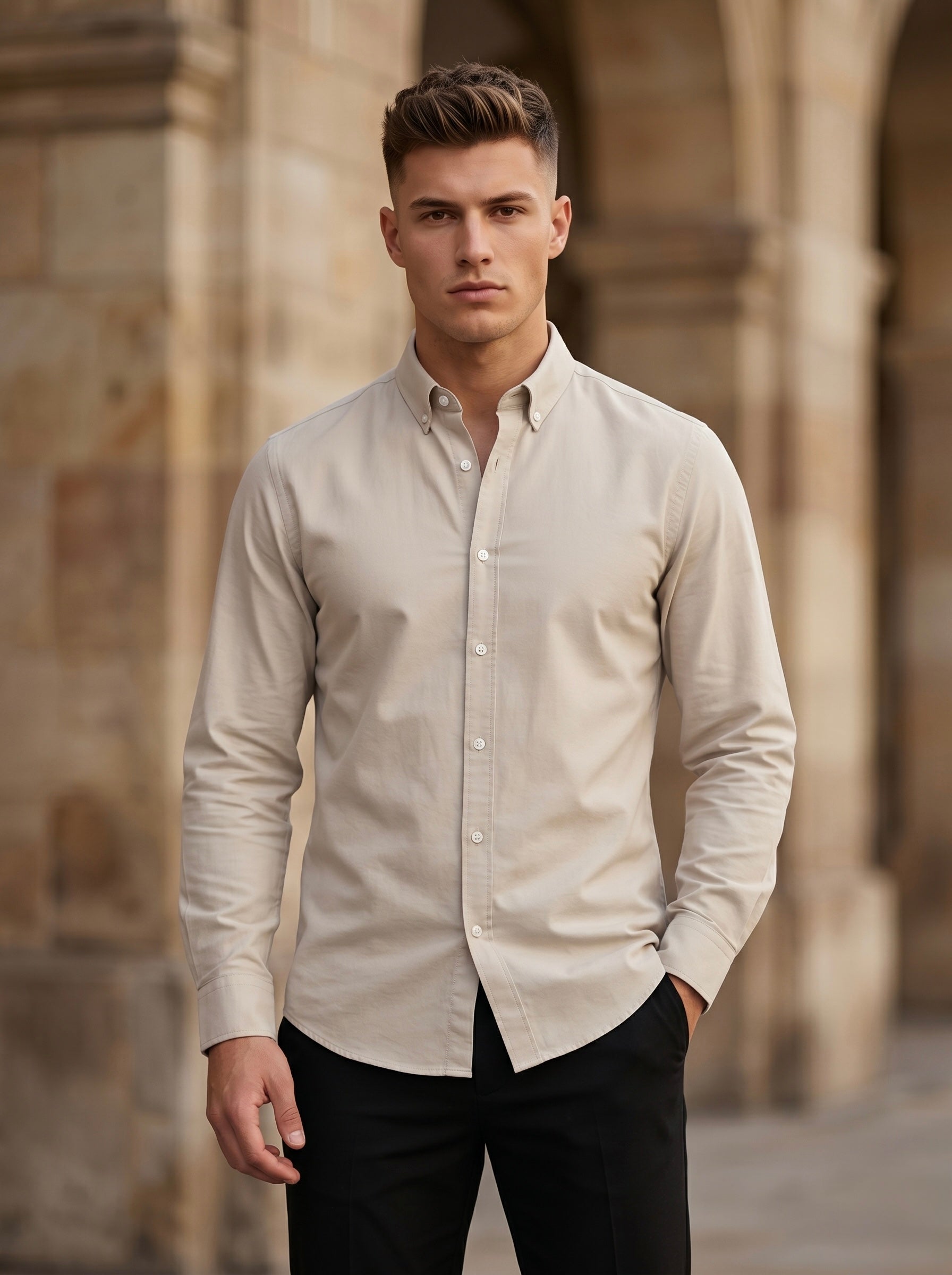 Snipes men's Oxford shirt hanging on a hanger, featuring classic collar and button-down front, in a casual, versatile style.