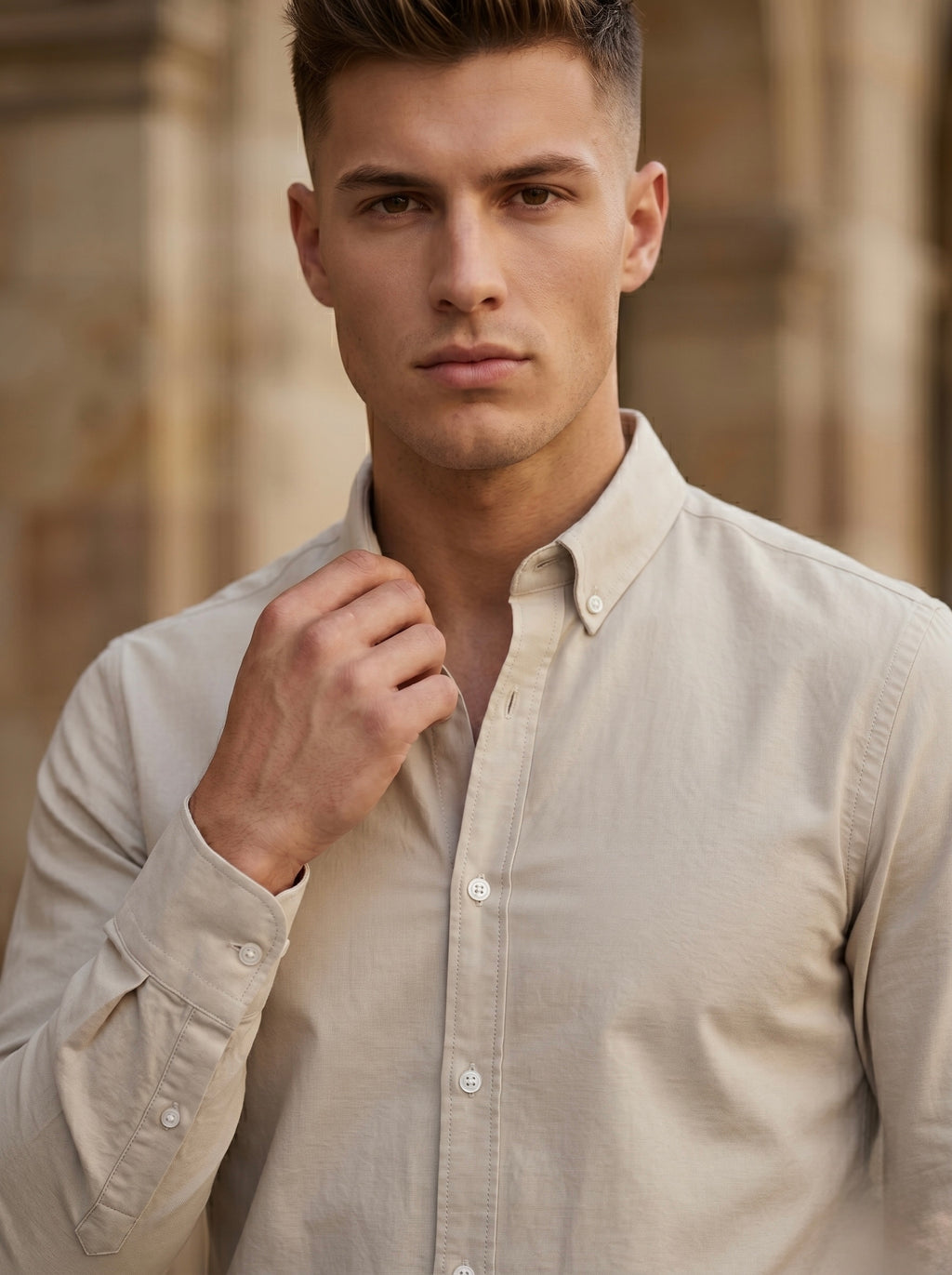 Snipes men's Oxford shirt in light blue with a button-down collar and chest pocket, hanging on a hanger.