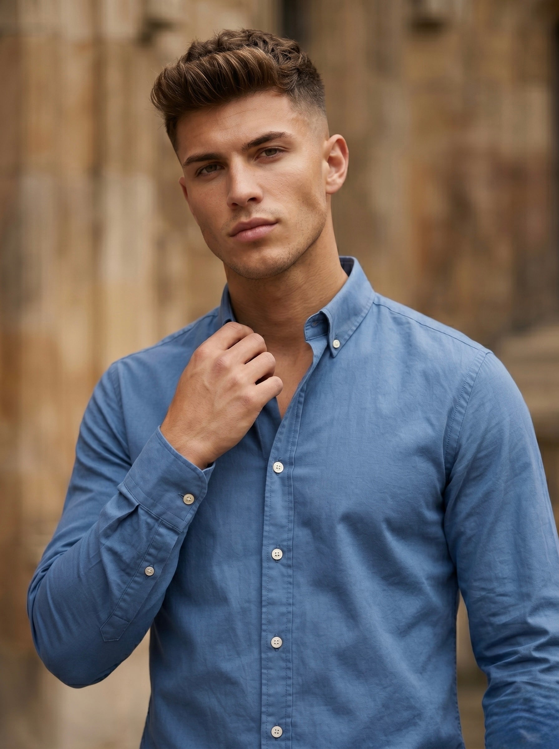 Snipes men's oxford shirt with a classic collar and button-up front, displayed on a hanger against a neutral background.
