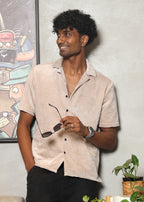 Velvet Half Sleeve Shirt - Beige - Snipes