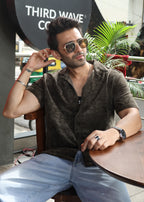 Velvet Half Sleeve Shirt - Olive - Snipes