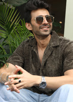 Velvet Half Sleeve Shirt - Olive - Snipes