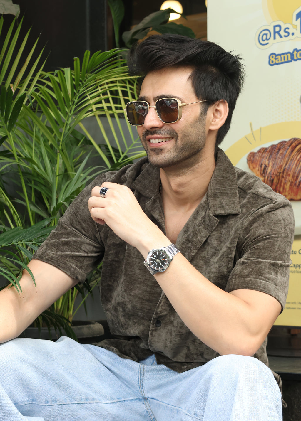 Velvet Half Sleeve Shirt - Olive - Snipes