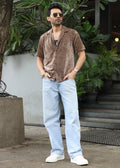 Velvet Half Sleeve Shirt - Brown - Snipes