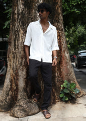 Textured Open-Weave Shirt - White