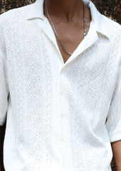 Textured Open-Weave Shirt - White