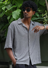 Textured Open-Weave Shirt - Grey