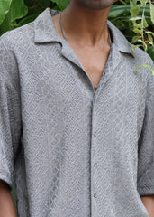 Textured Open-Weave Shirt - Grey