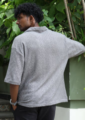 Textured Open-Weave Shirt - Grey