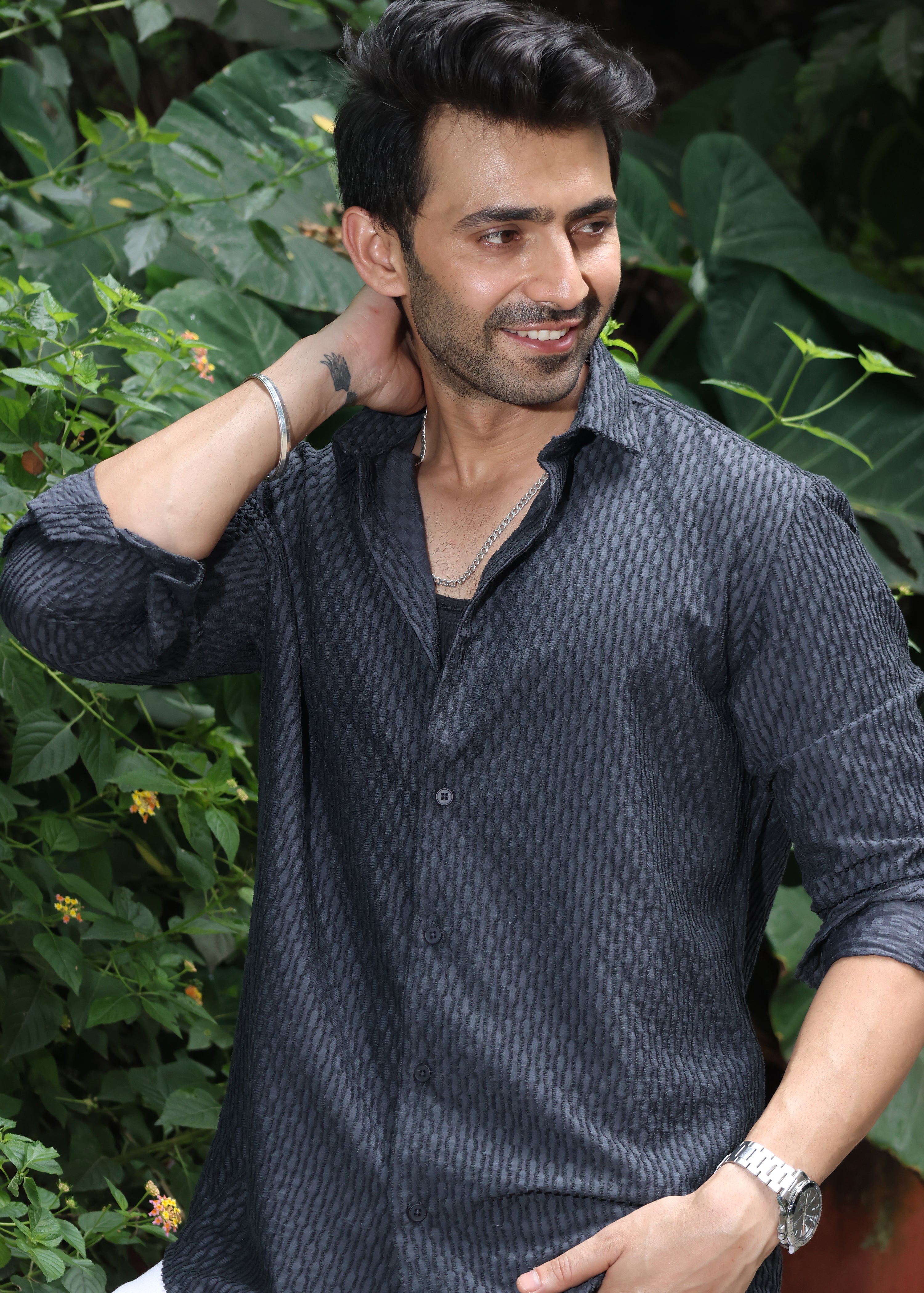 Self-Design Full-Sleeve Shirt - Navy - Snipes