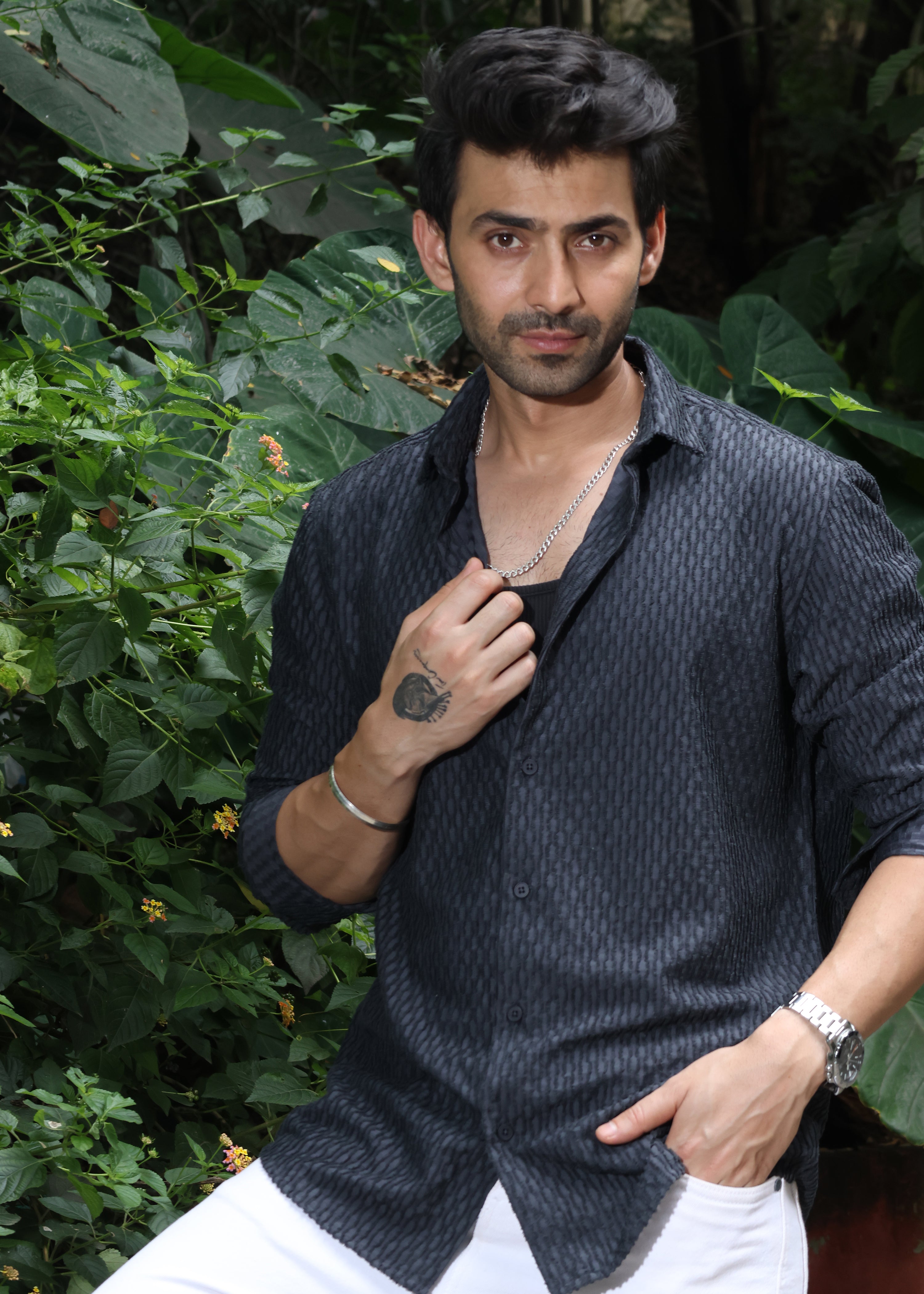 Self-Design Full-Sleeve Shirt - Navy - Snipes