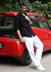 Self-Design Full-Sleeve Shirt - Black