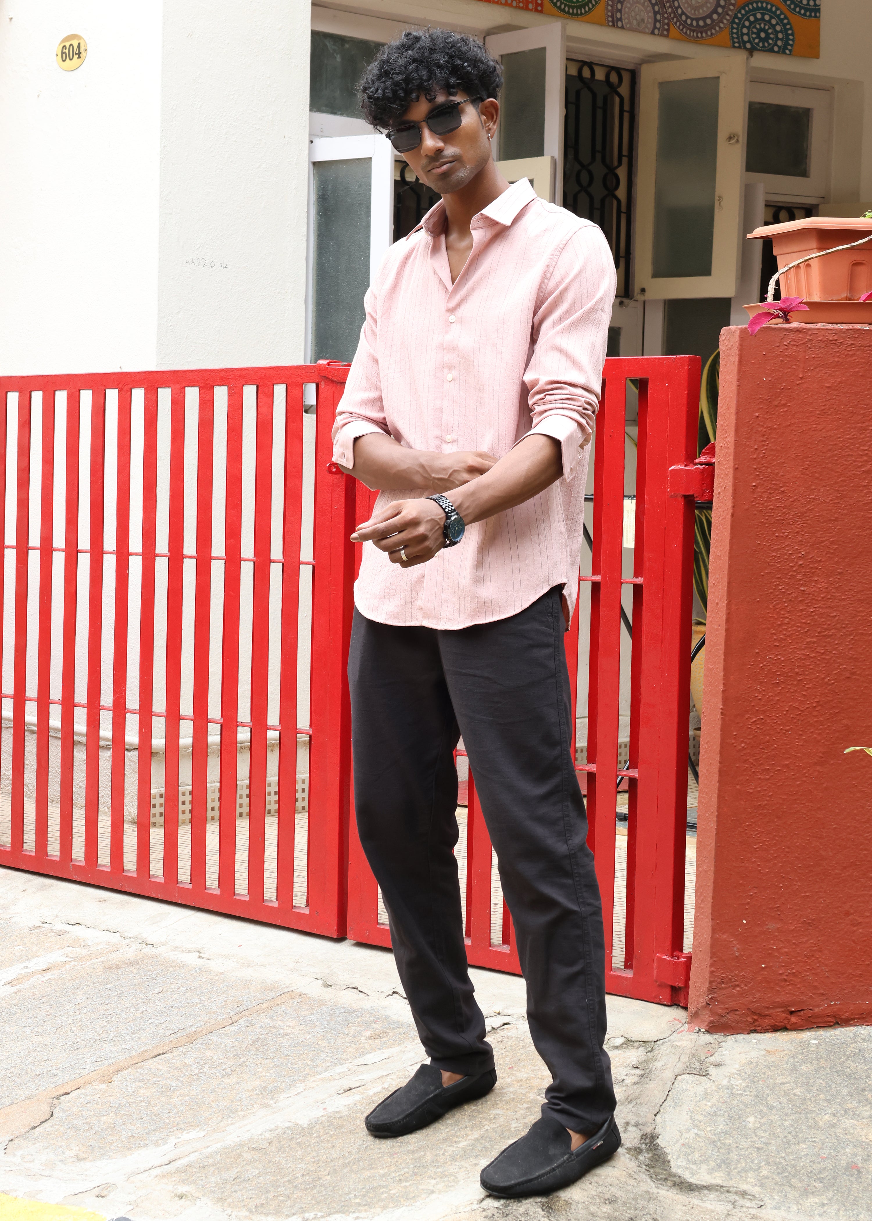 Men’s Classic Striped Casual Shirt - Pink - Snipes