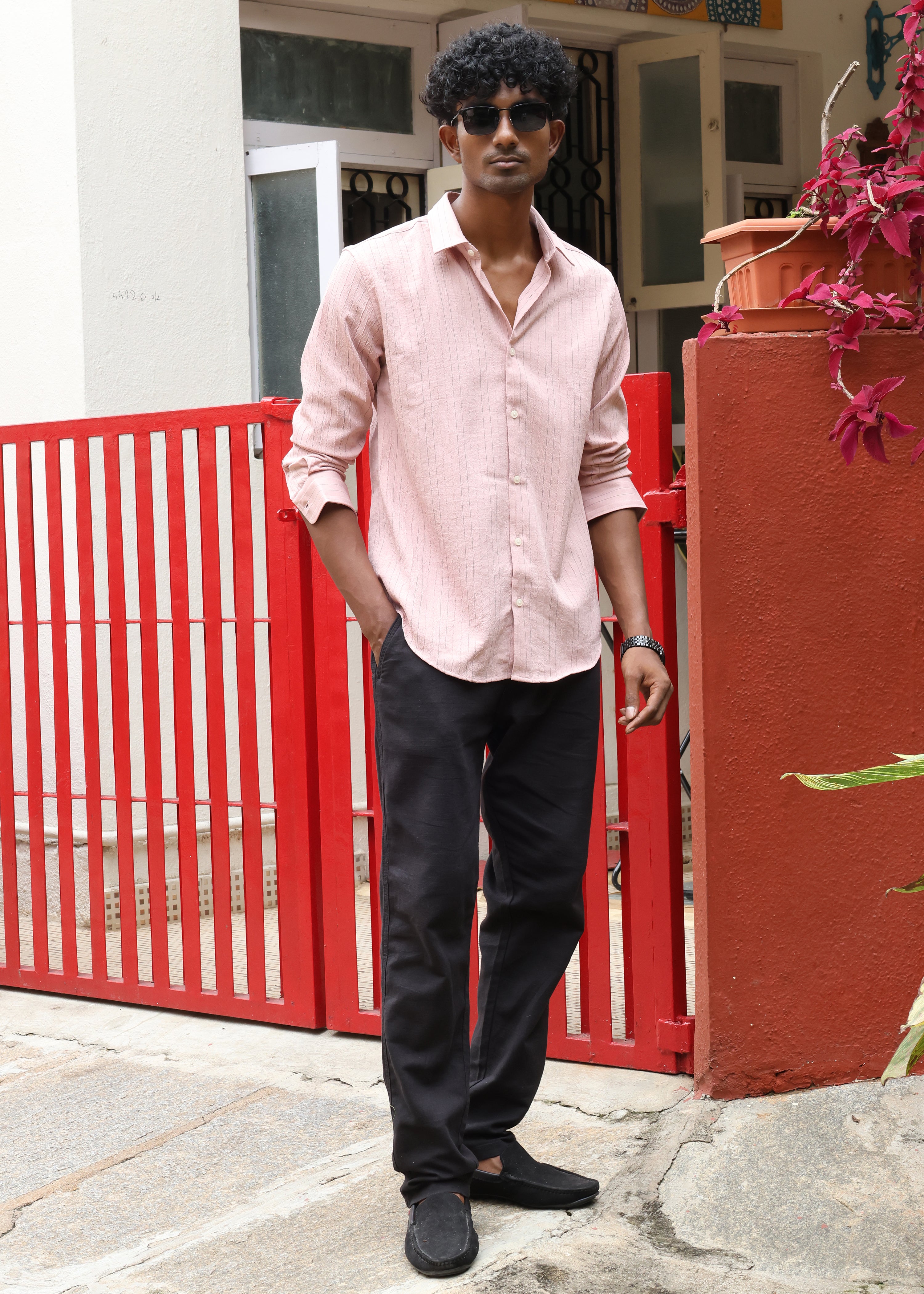 Men’s Classic Striped Casual Shirt - Pink - Snipes Main image